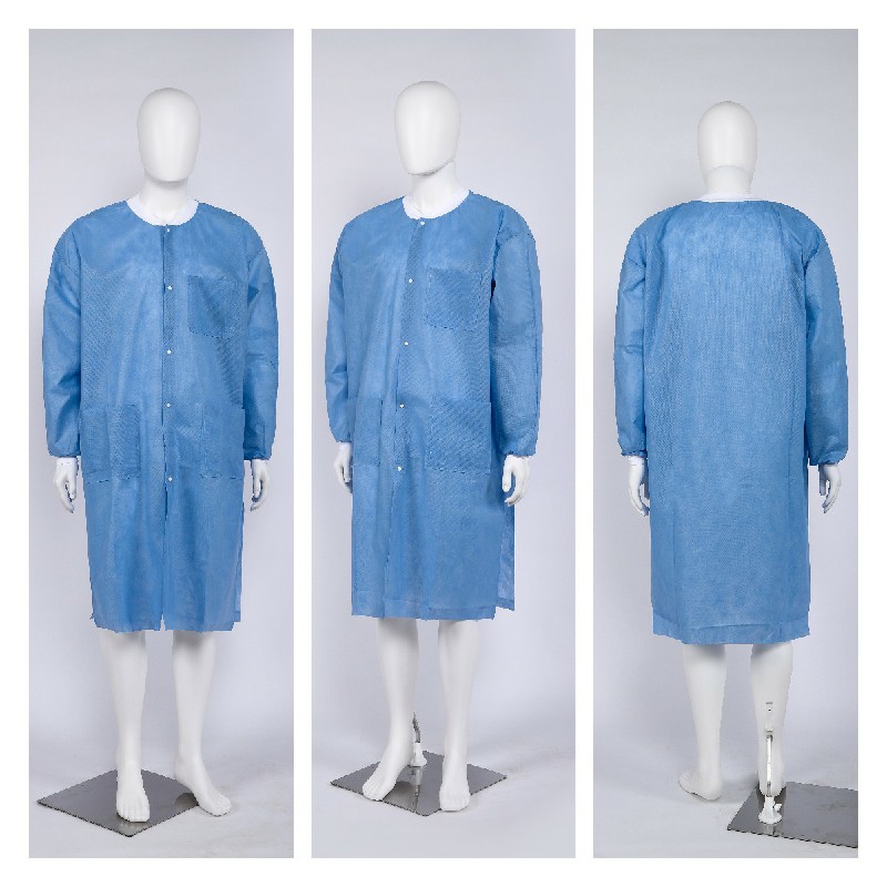 S&J Disposable OEM Factory supply Accept Custom Color and Design SMS PP Nonwoven Men Women Lab Coat