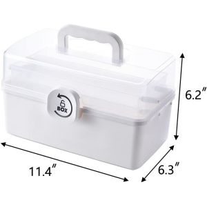 Box With 3-Tier Fold Tray,Tool Organizer Portable Handled Case,Portable Lockable