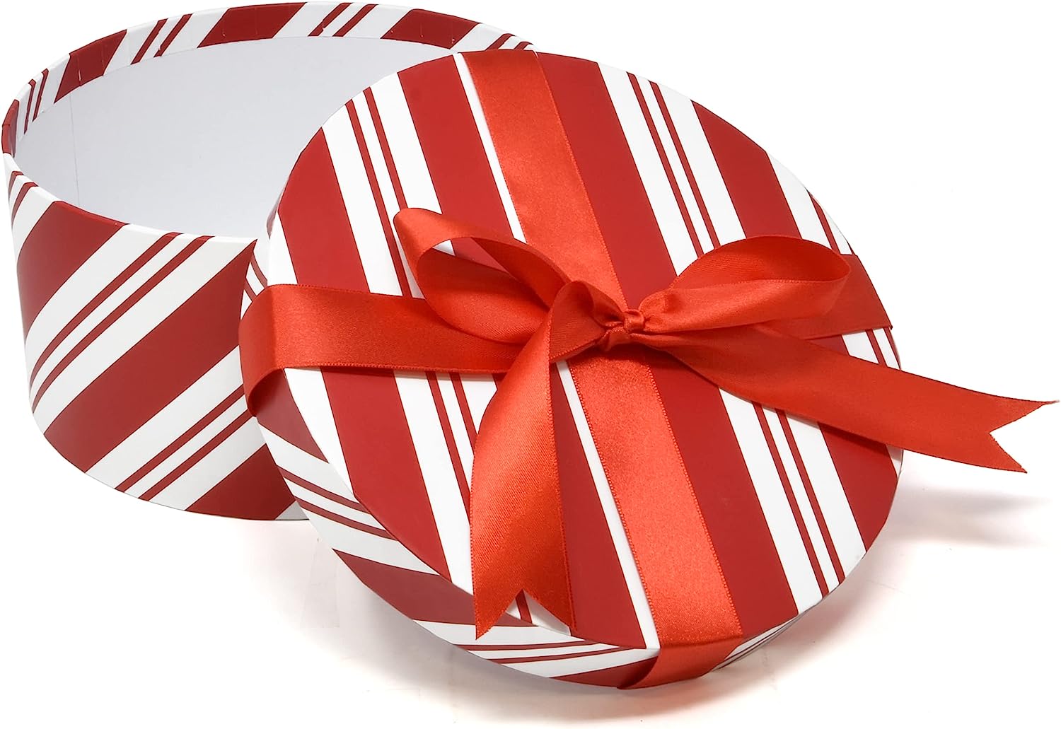 Craft Christmas Round Nesting Gift Boxes with Lids 4 Pack Red and White Candy Cookie Box