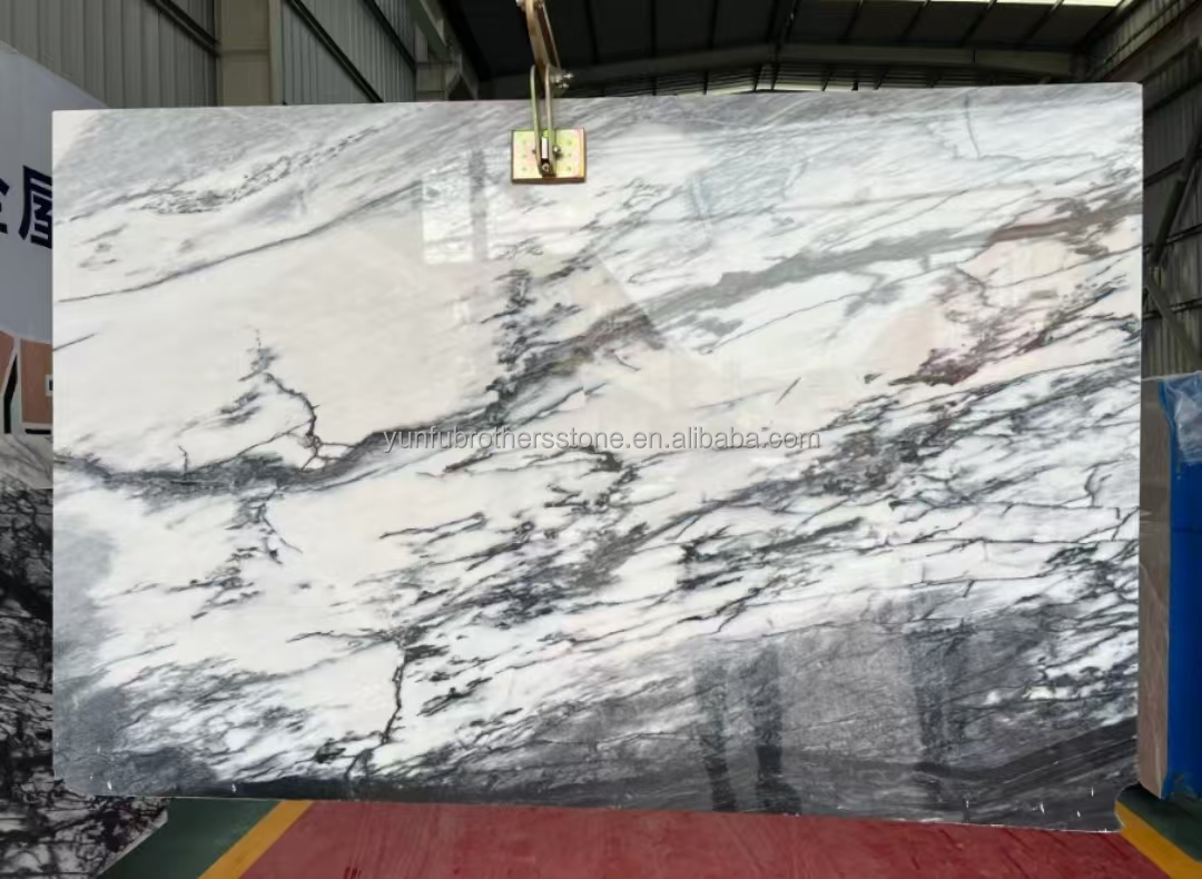 Snow Mountain White Marble Big Slab for Modern Design Dining Table Top Natural Stone