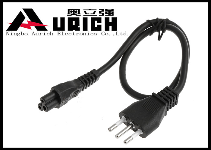 Standard IMQ Italy Power Cord With 3 Pin Male Plug To IEC C5 Female Connector