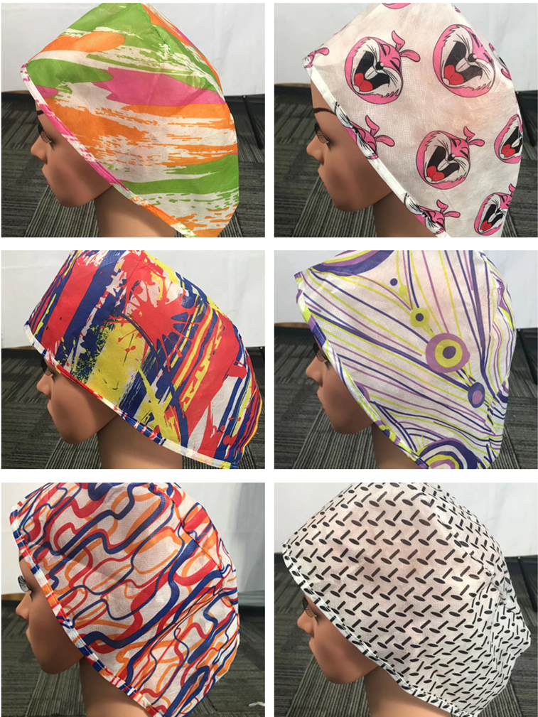Custom Color Bouffant Cap Wholesale Non-Woven Disposable Mob Cap Clip Cap