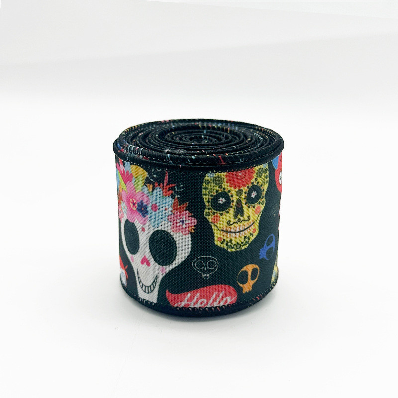 Cute Cartoon Halloween Wired Ribbon 63mm Festival Halloween Grosgrain Ribbon