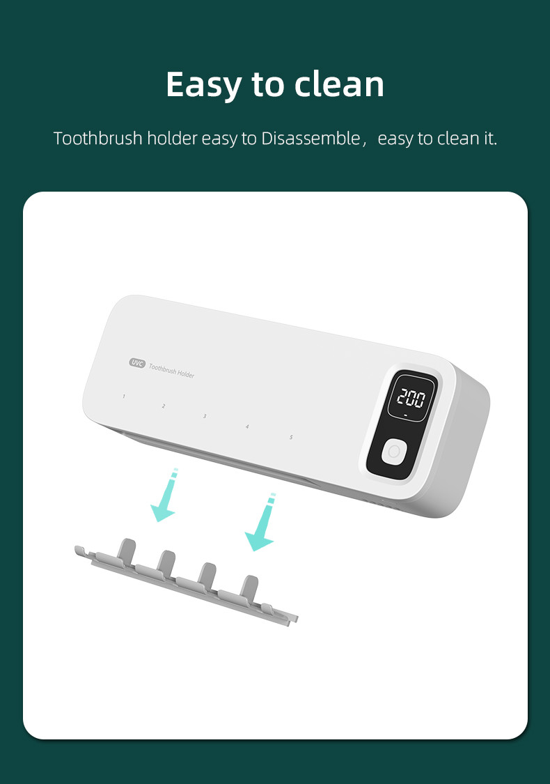 2000mah Battery UV Toothbrush Sanitizer Case With 5 Toothbrush Positions