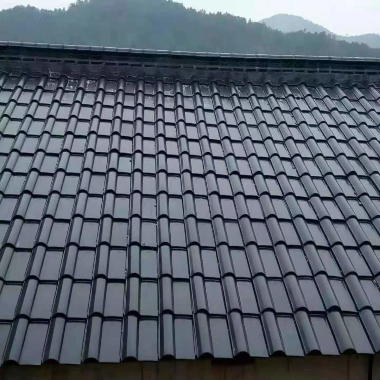 Black PVC Roof Tile Bamboo Joint Waterproof Resinvilla Tile Glazed Roofing Tile