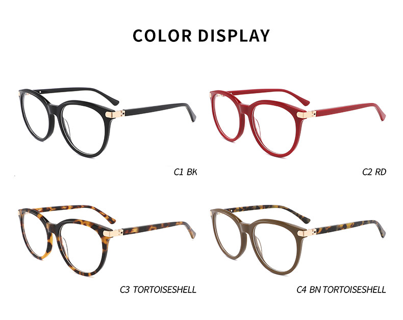 Eco Friendly Round Acetate Glasses Classic Retro Clear Lens Eyeglasses Frame 55mm