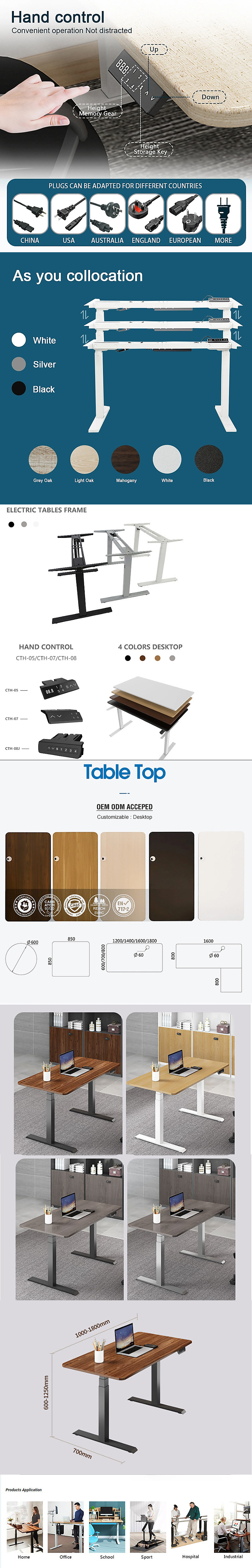 Stainless Steel Telescopic Computer Desk Frame With 38mm/S Speed Adjustable Height