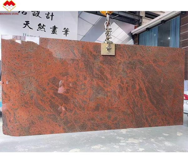 Modern Iron Baltic Red Granite Kitchen Countertop and Staircase Design in Multi