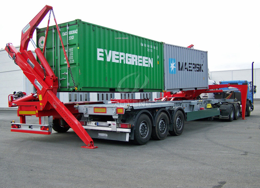 37tons 40ft Container Self Side Loader Side Lifting Container Semi Trailer with Hydraulic Crane