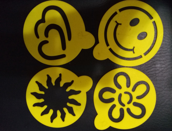 Plastic Funny 4pcs Stencils For Coffee
