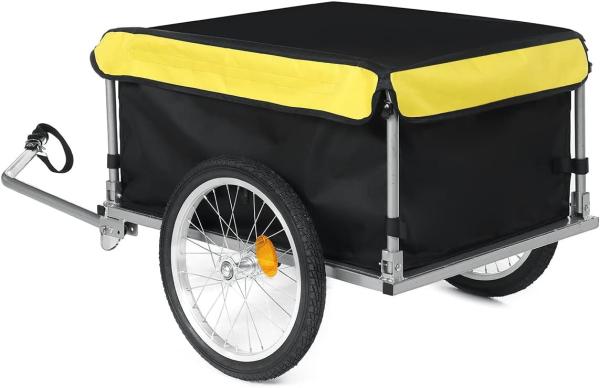 Bike Trailer Cargo Foldable Max Load, 2x16'' Inflatable Wheels, Aluminum Bicycle