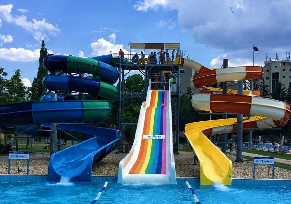 Outdoor Water House Swimming Pool Amusement Rides Sport Fiberglass Slide For