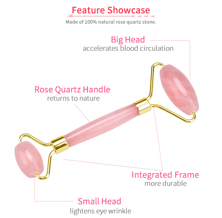 76.7g Handheld Wrinkle Remover Face Jade Rollers Pink Crystal Face Roller