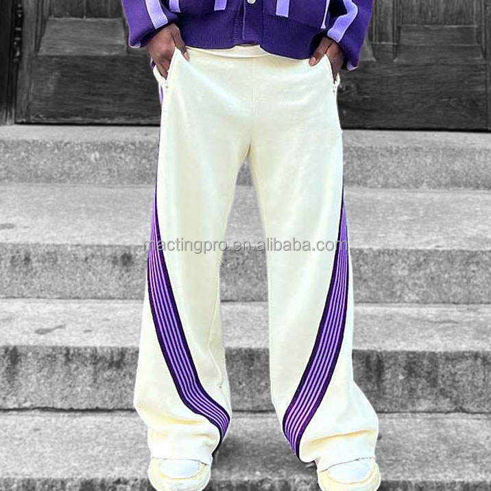 Custom Streetwear Casual Baggy Striped Wide Leg Pants for Men Lightweight Sweatpants
