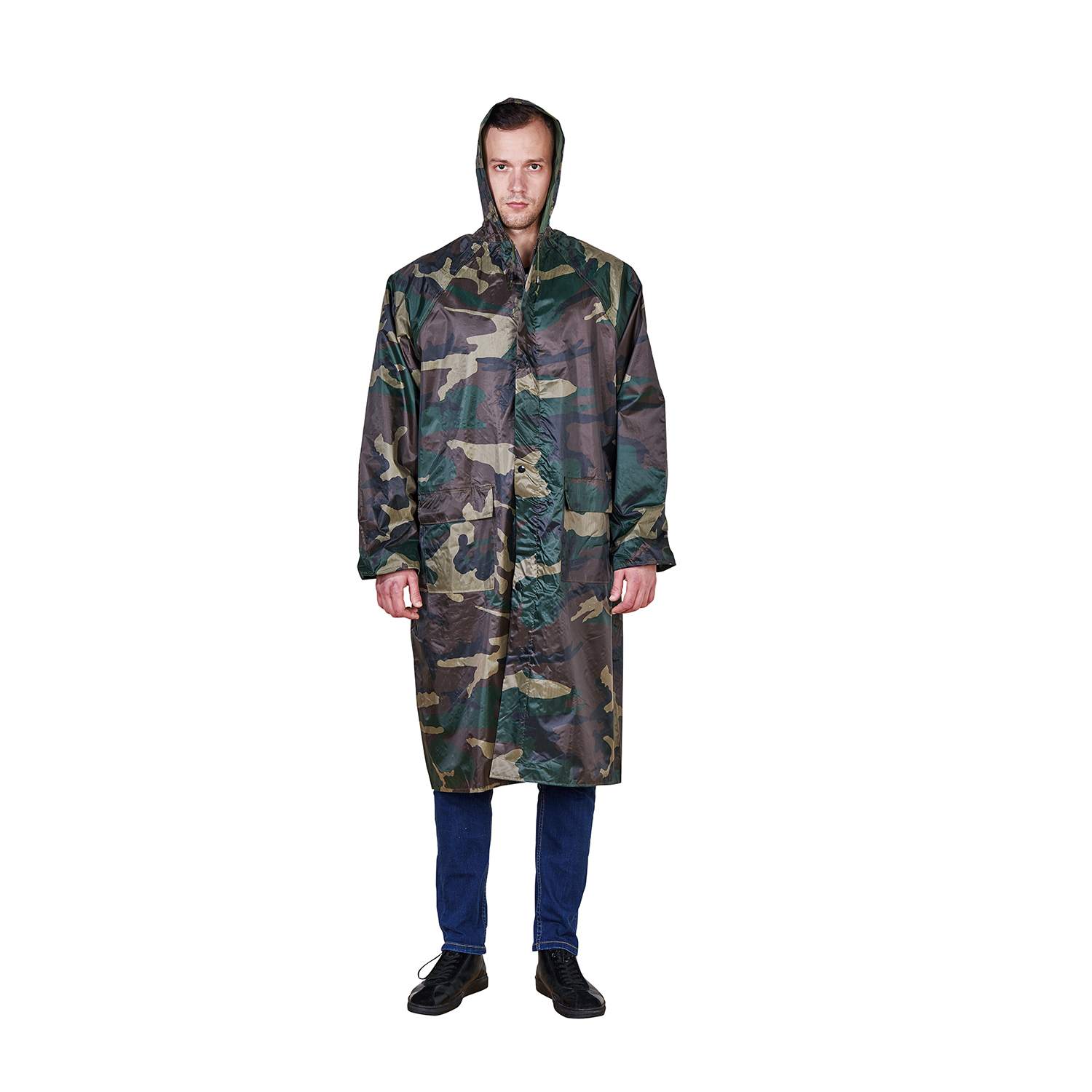 Olive Green R019 170T Rubberized Polyester/PVC Raincoat for All-Weather Protection