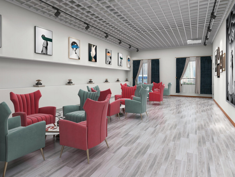1000SQM Wooden Porcelain Tiles 150*900mm Brown Silvery Strip for Living Floor Office SGS Wall Ceramic Tiles