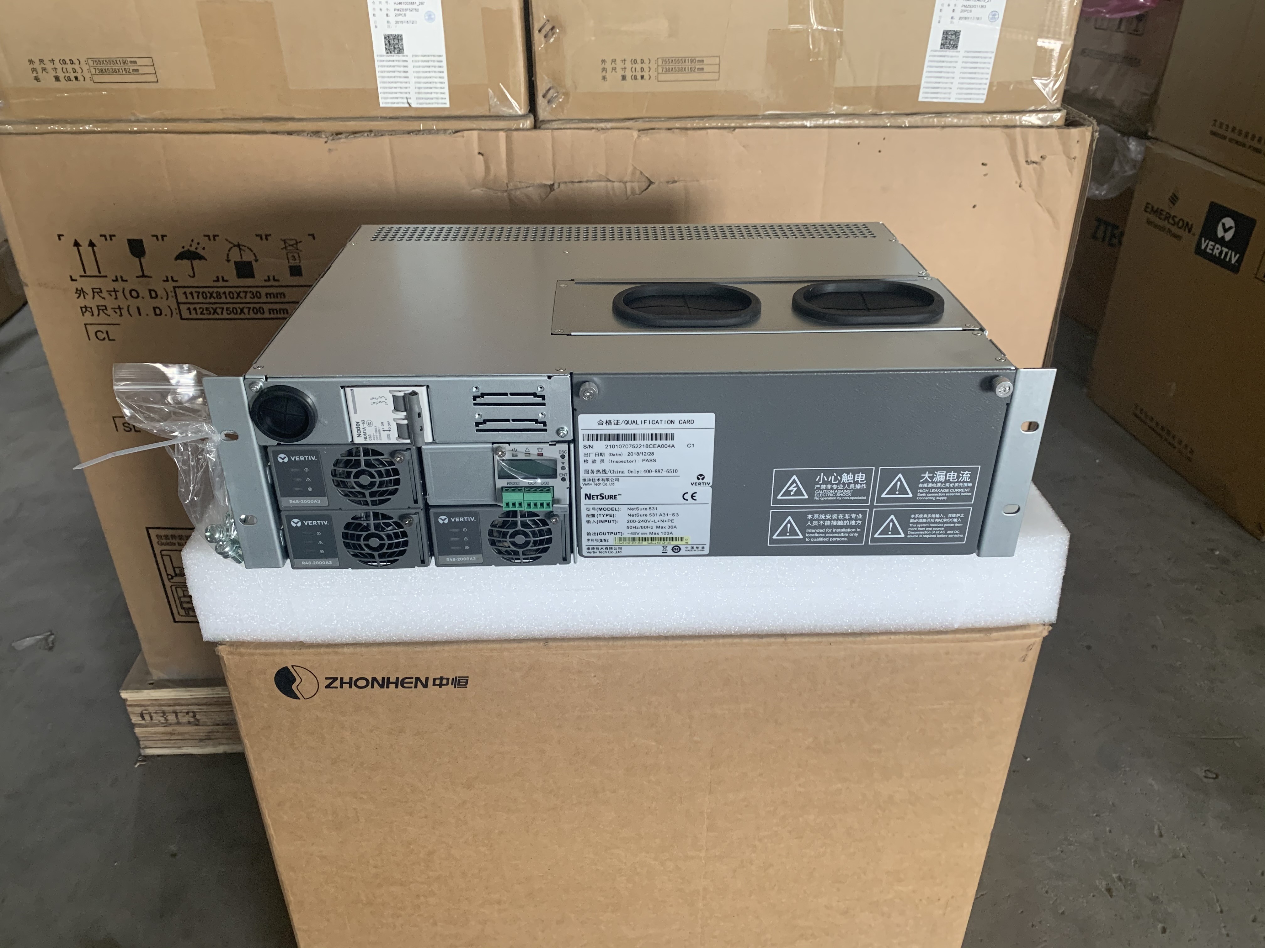 Vertiv 48V 90A Embedded DC Power Supply System Emerson Netsure 531 A31-S3 With R48-2000A3 R48-2000e3 Rectifier Module