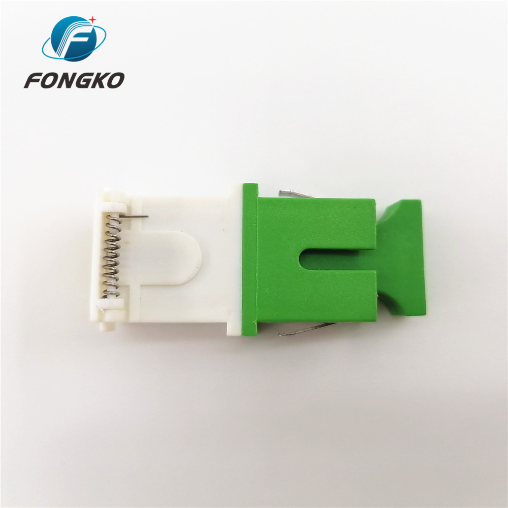 SM SC/APC White Auto Shutterwith metal shrapnel Green Fiber Optic Adapter