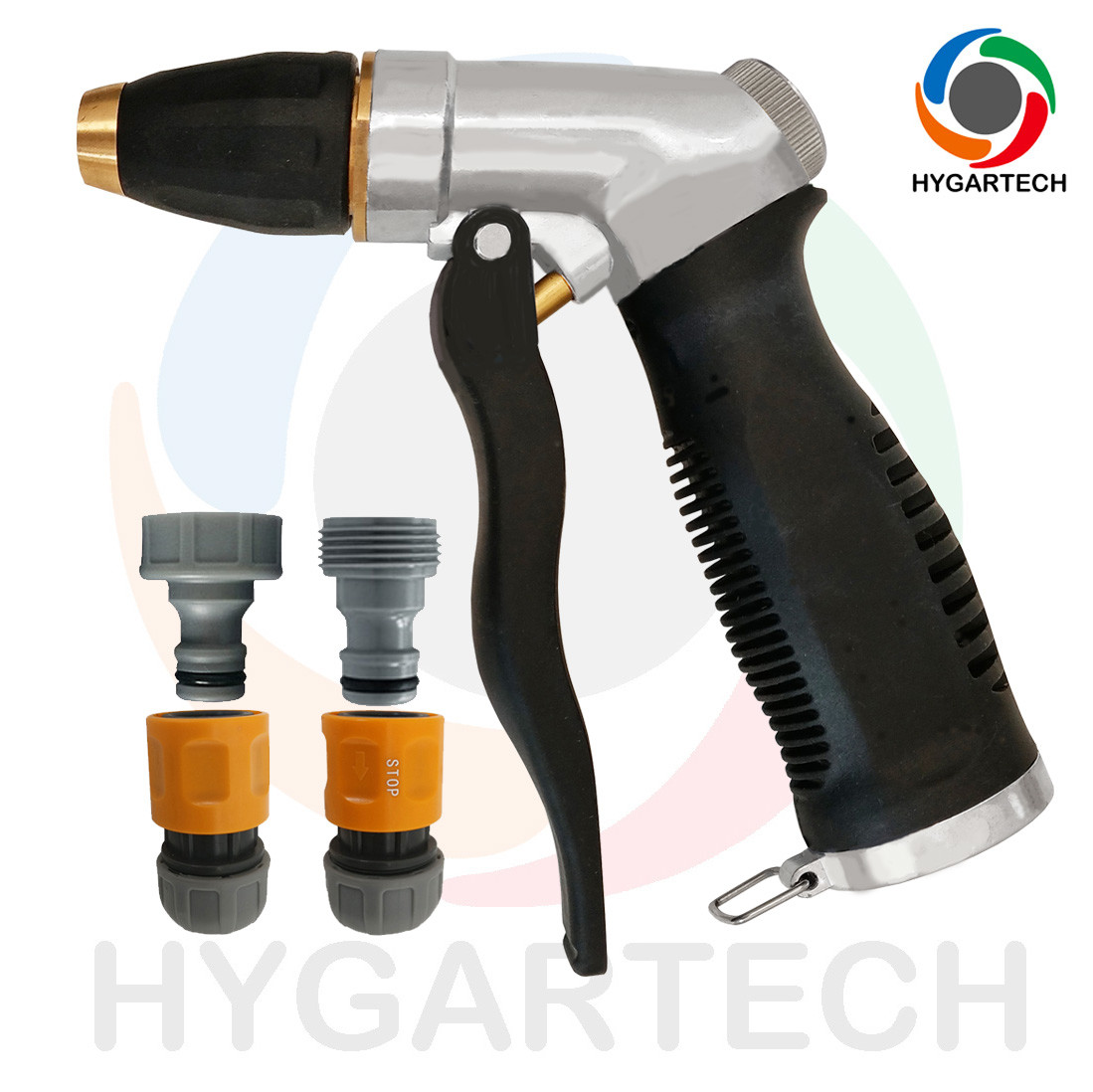 Metal Hose Nozzle Washing Gun With Front Trigger Control