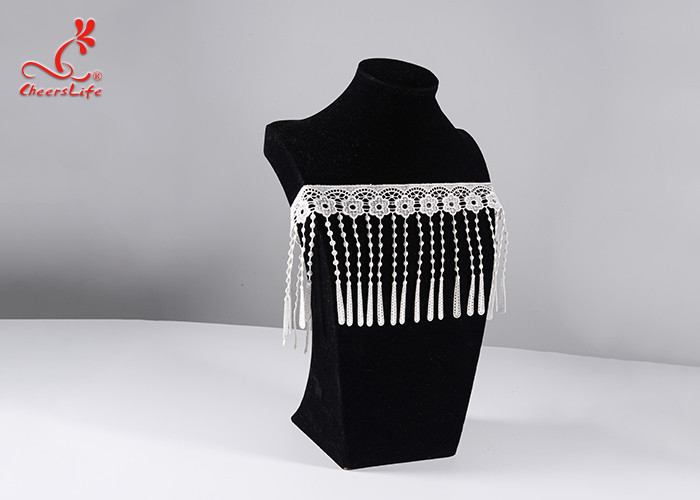 12Cm Polyester Water Soluble Lace Chemical White Fringe Tassel Embroidered Trim Ribbon