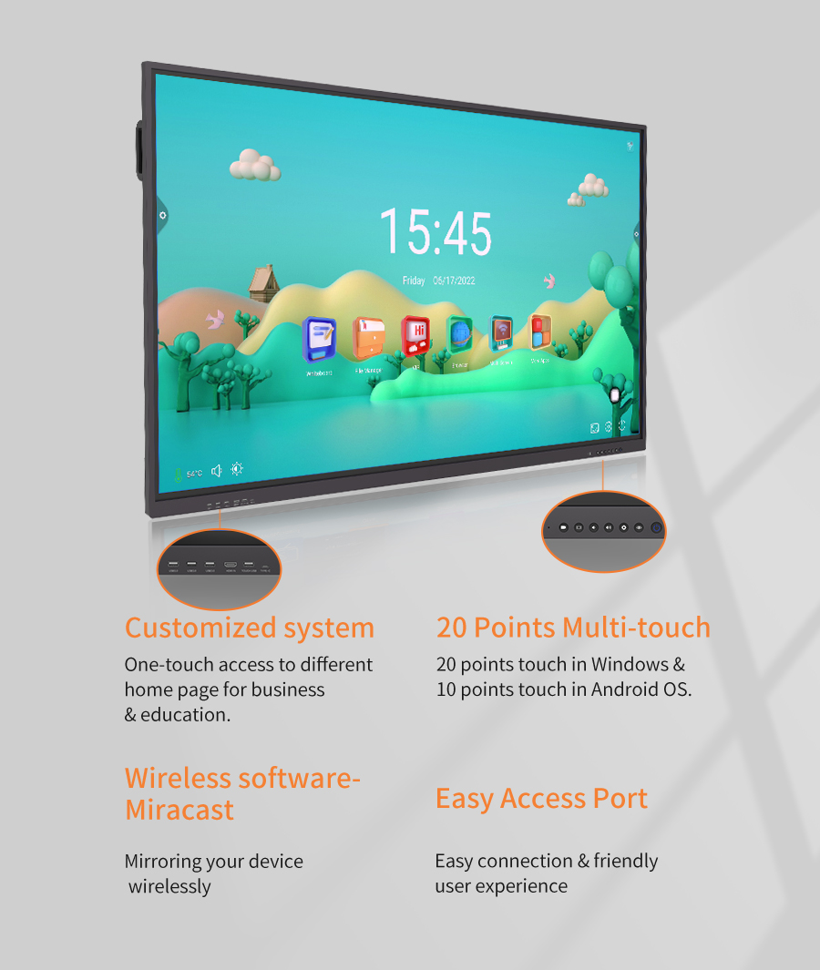 Ikinor UHD 4K 75 Inch Interactive Led Flat Panel Whiteboard System