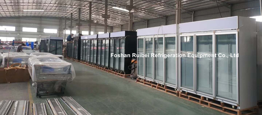 Supermarket Upright 3 Doors Glass Door Vertical Display Cooler Beer Milk Display Refrigerator