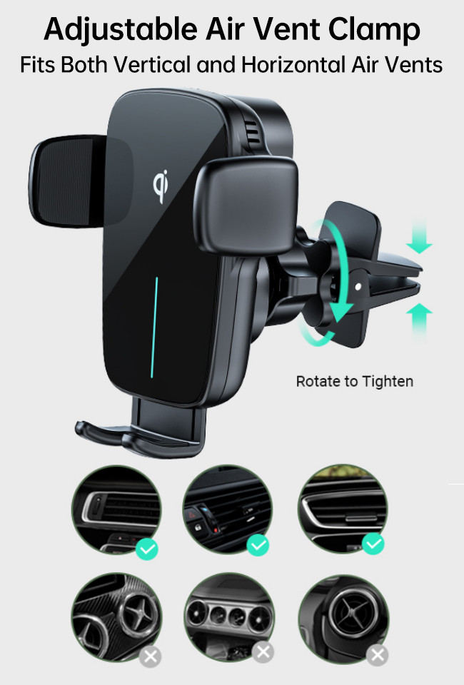 Automatic Alignment Memory Car Phone Holder Fast Charging 2.5D Glass