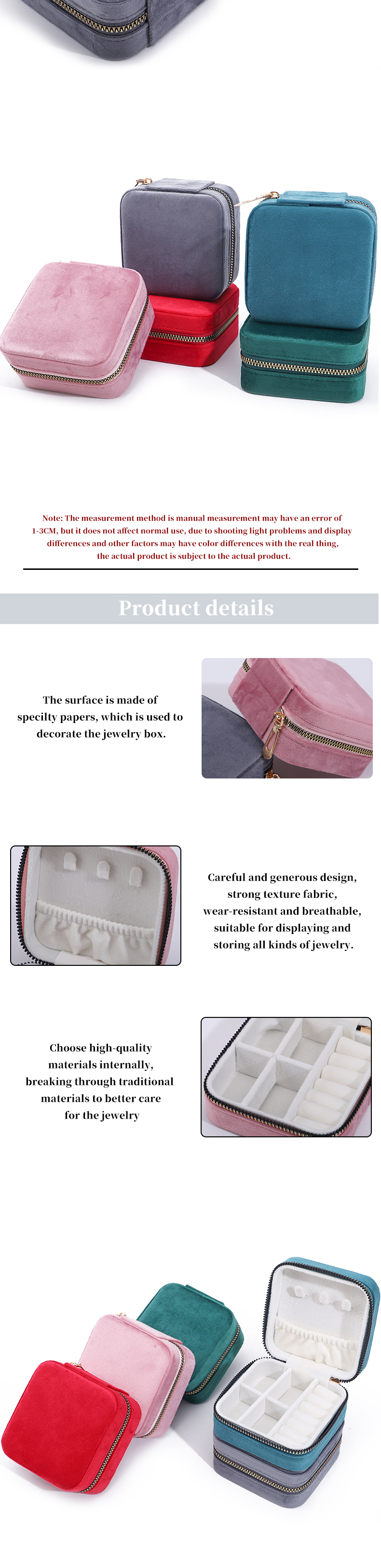 Velvet Jewelry Storage Box for Customized Size Earrings Necklace Ring Display Solution