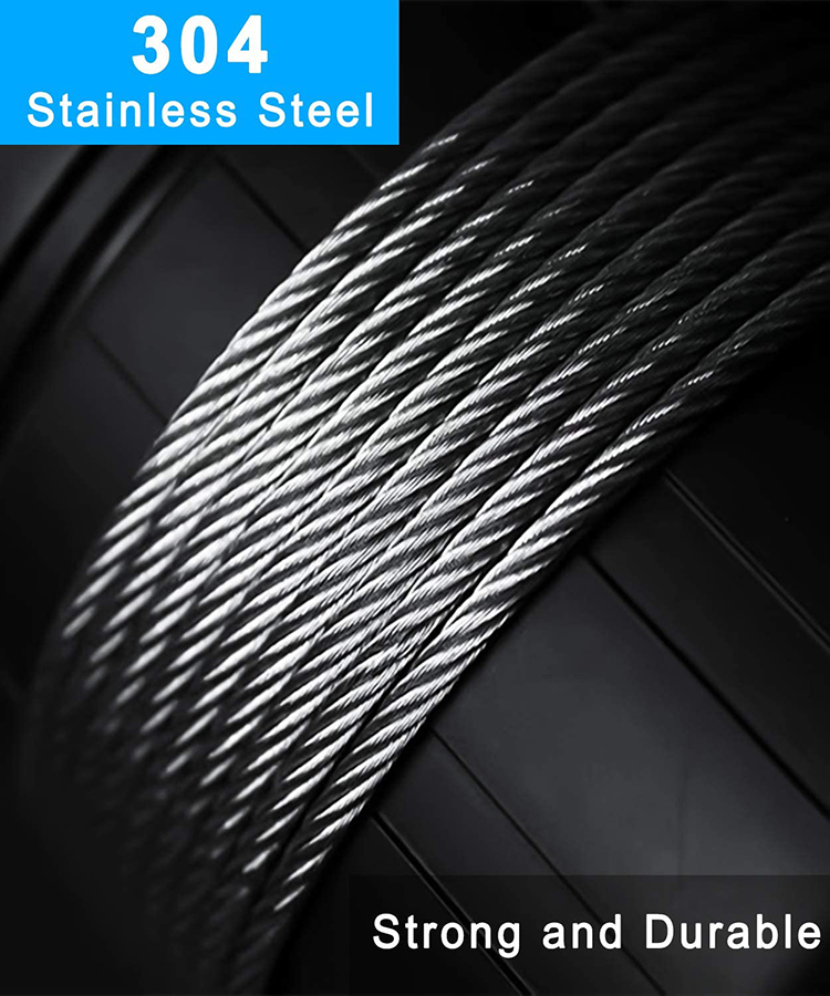 1/8 T304 Stainless Steel Aircraft Cable Railing Wire Rope for Cable Railing Kits 500m 1000m per Reel Cranes OEM Accepted