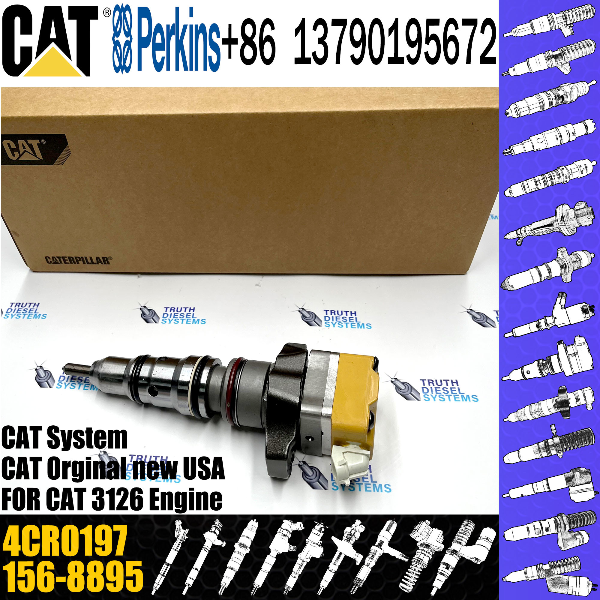 common rail injecto 4CR0197 174-7526 198-4752 for C-A-T 3126 diesel engine injector assembly