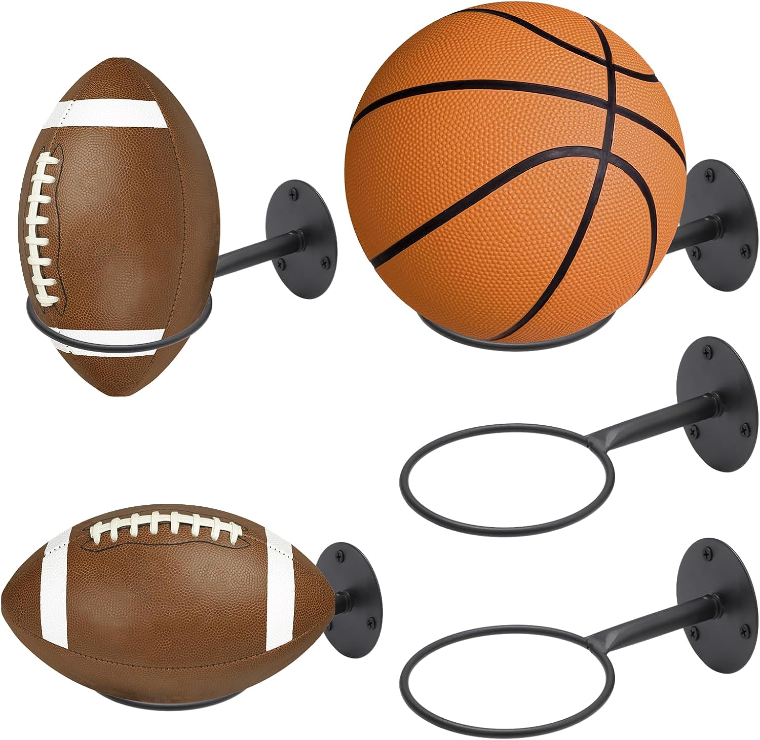Garage Non-Folding Ball Storage Rack Wall Mounted For Soccer Volleyball And Basketball