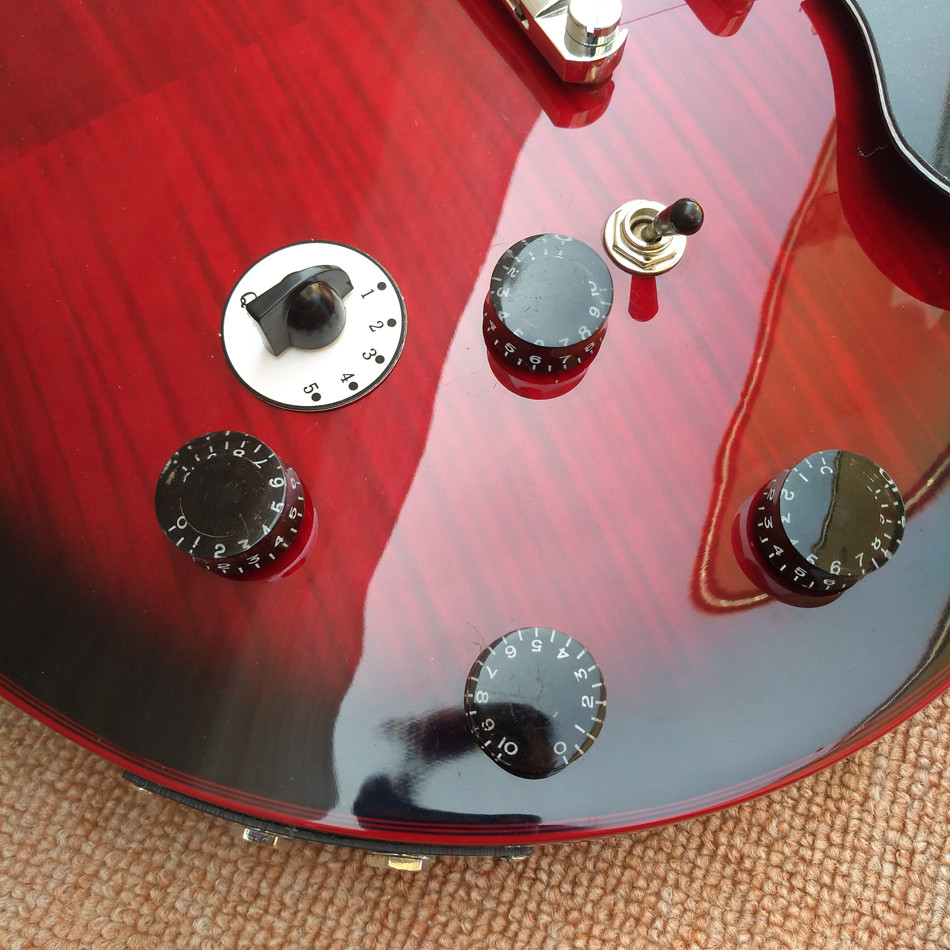 New high quality hollow body jazz 335 electric guitar, Maple top & back Dual tone output electric guitar, free shipping