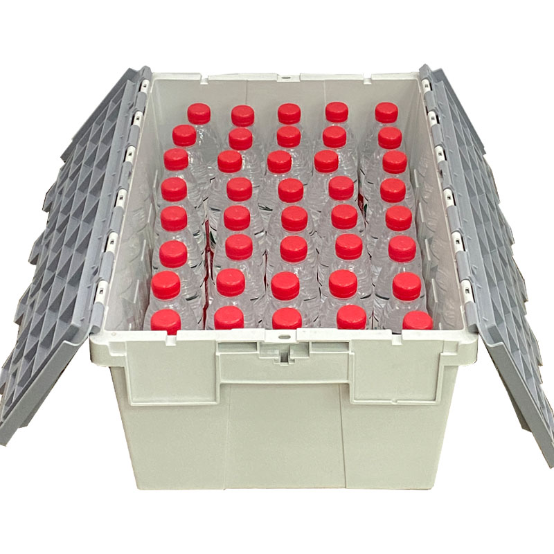 Food Plastic Stackable Moving Crates Container With Lid For Storage 600x400x315mm