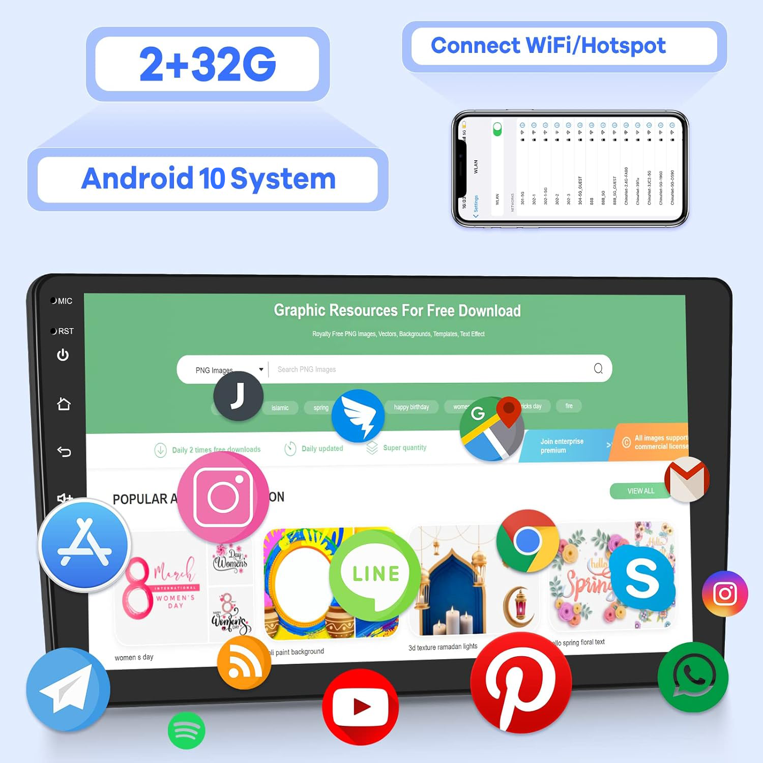 9" Screen Size Octa Core 2G 32G 4G LTE Android 10.0 Car Radio AM FM RDS Carplay Stereo