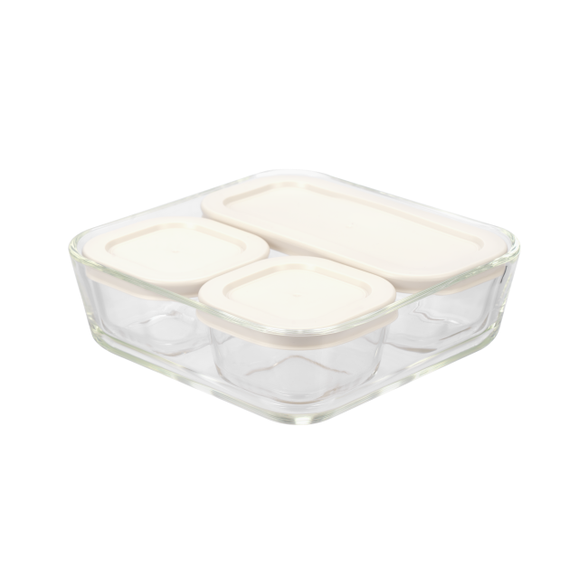 Borosilicate Glass Food Containers with PE Lids Set