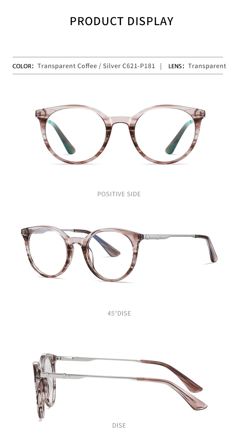 Retro Round Acetate Metal Glasses Blue Light Blocking Gaming Computer Anti UV Glare