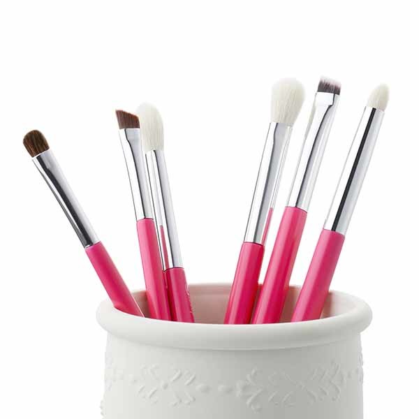 Rose Carmine Eye Makeup Brush Kit Durable Natural Hair Makeup Brushes