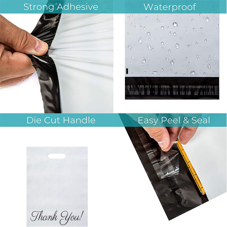 Waterproof Thank You 12 X 15.5 Poly Mailers , Handled Poly Mailing Bag
