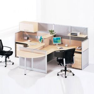 Simple 4 Seater Modular Privacy Office Cubicle Workstation With Top Cabinet