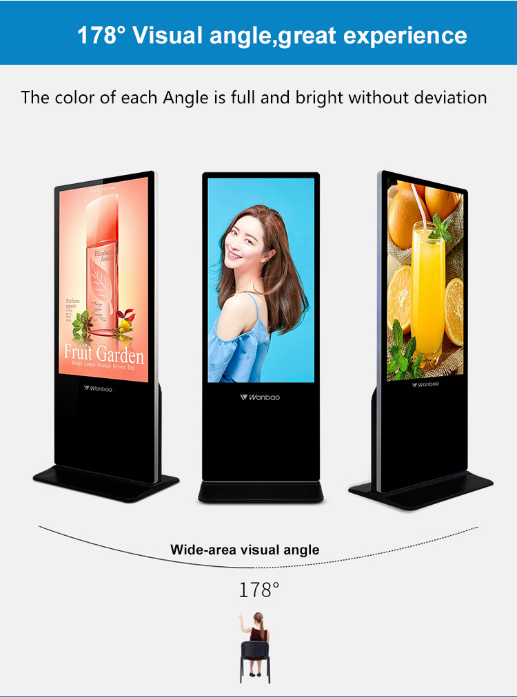 55 Inch Floor Stand Android Touch Screen Displays Advertising Players Ultra Thin Lcd Digital Signage