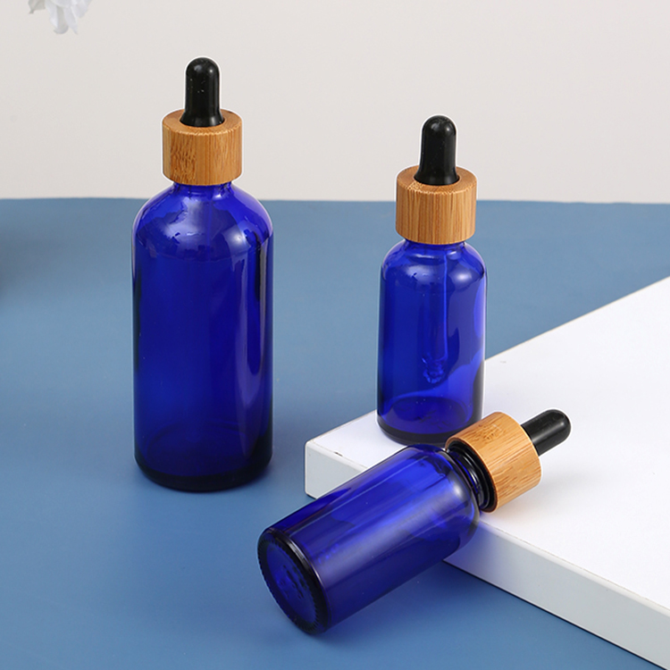 Essential Oil Frosted Bamboo Dropper Glass Bottle in 1oz 2oz 5ml 15ml 30ml with Easy and Cosmetic Serum Box