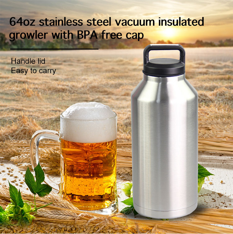 Double Wall 64 Ounce Stainless Steel Water Bottle With Chug Cap