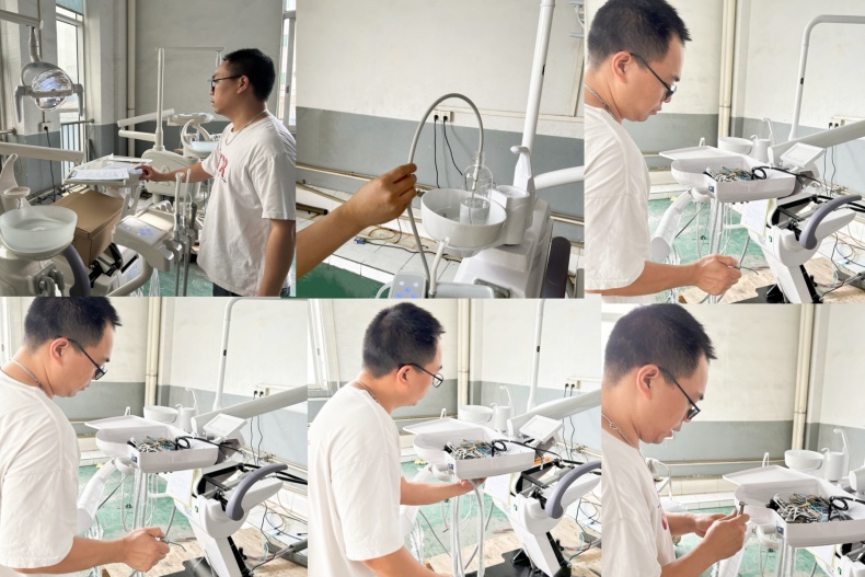 Professional Medical Devices Dental Treatment Equipment 220V Purple Cushion Dental Chair Unit