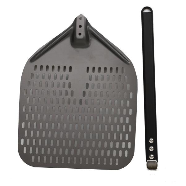 12 Inch Pizza Shovel Aluminum Pizza Turning Peel Black Hard Aluminum Perforated