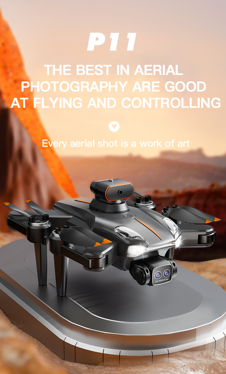 Professional P11max Wifi Drone 10-20min Maximum Flight Time Dual 8k HD Camera Obstacle Avoidance 60 Minutes Charging Time