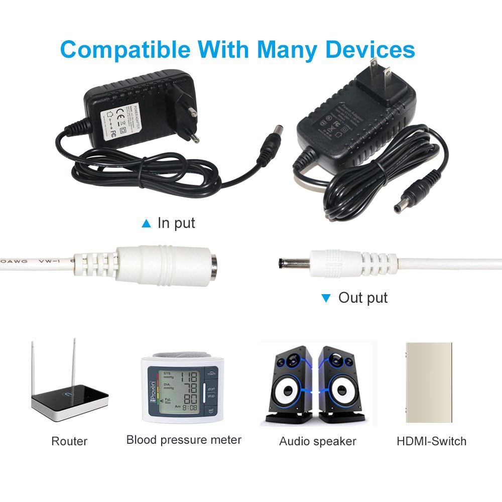 Custom Usb Connector Power Solar 5521 Extension Cord Supply 3.5 1.35Mm White Male to Female Plug Dc Cable