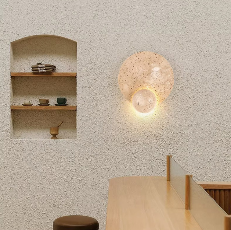 Yellow travertine wall lamp bedroom for home decorator interior stone wall lamp