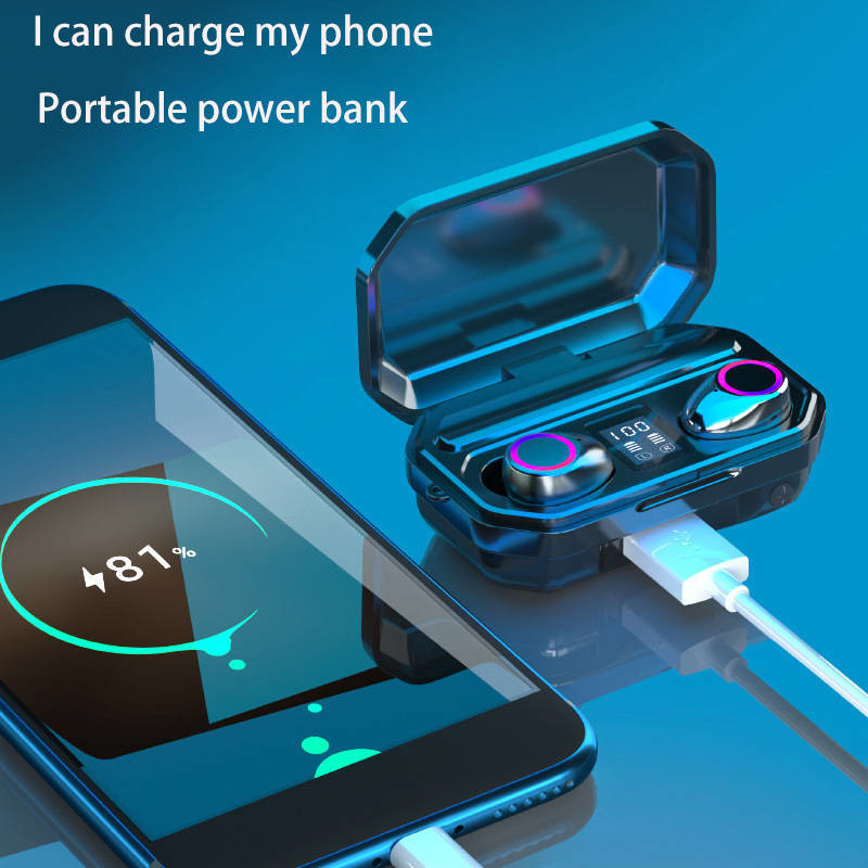 Running Earphones Noise Cancelling Wireless Earbuds Power Bank Flashlight
