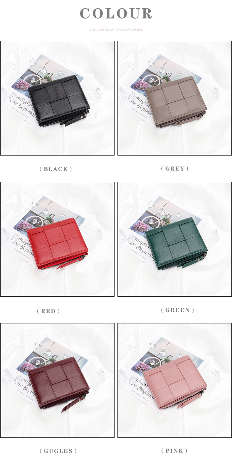 Genuine Leather Hand-woven Coin Purse Short Wallet for Men Women Unisex Sheepskin Wallet