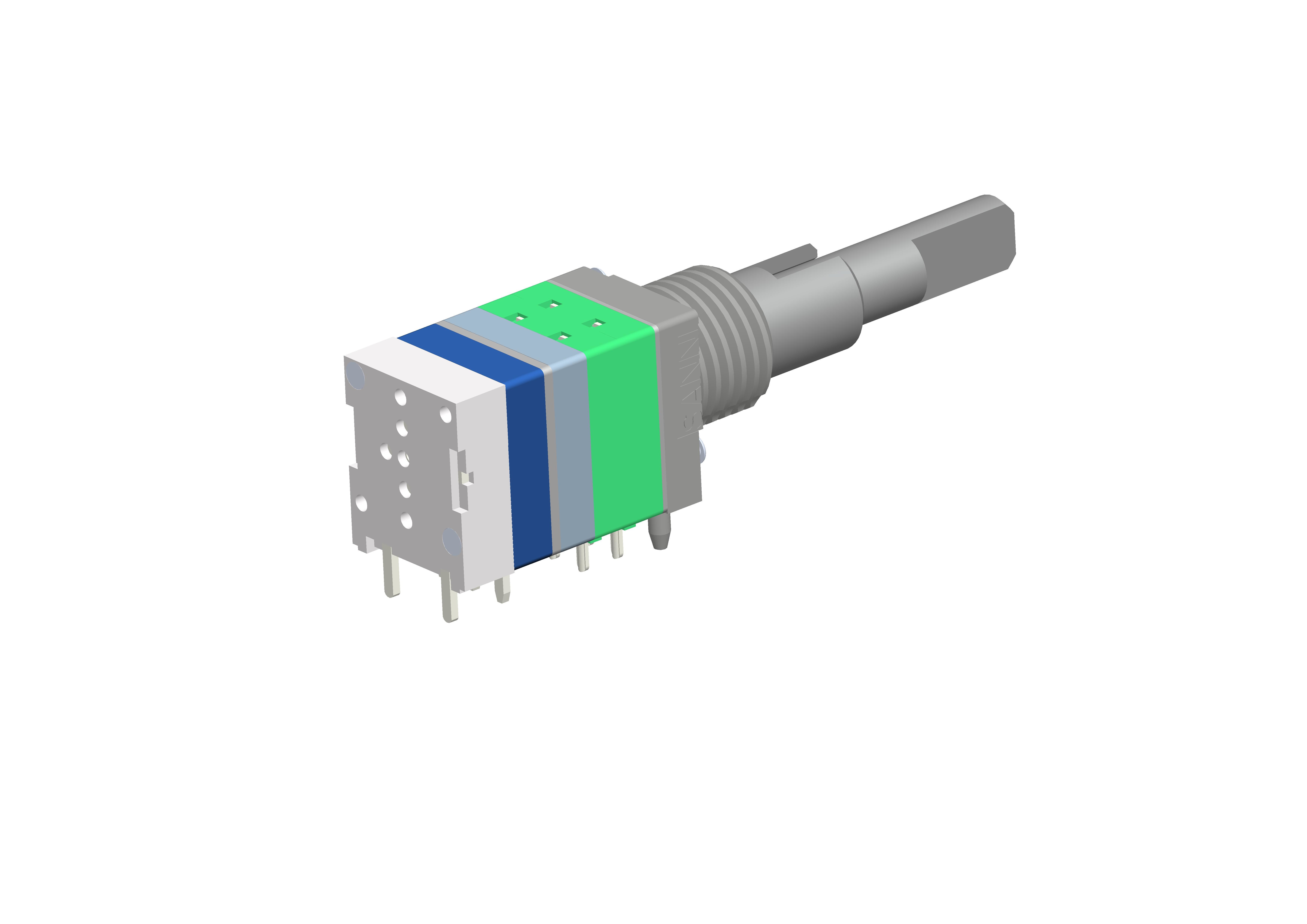 Absolute Rotary Dual Shaft Encoder 16 Detent Integrated With Push Switch